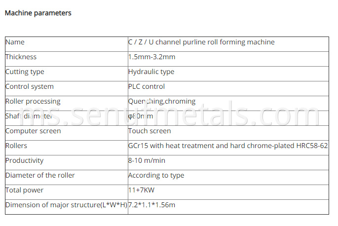 Shape Machine Type CZU Light Steel Keel Galvanized Steel C Type Light Steel Keel Roll Forming Mach15